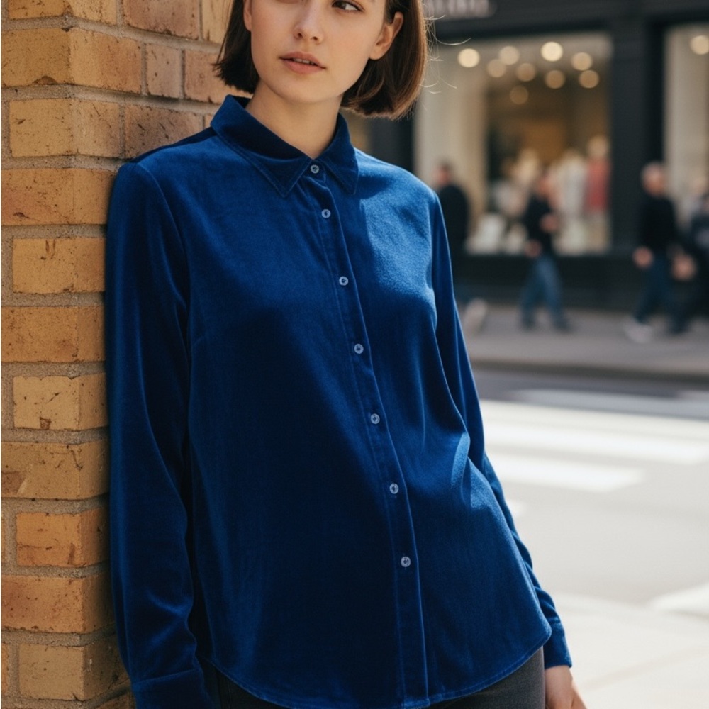 Cobalt blue velour shirt